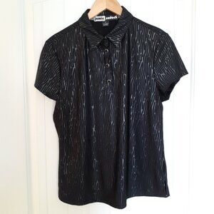 Jamie Sadock Short Sleeve Snap Close Polo Top Black Size M